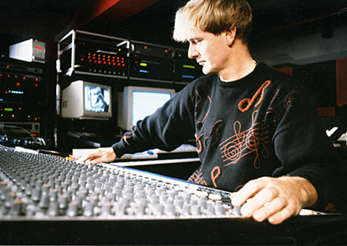 Richard Attree in 1993, aged 40, in the BBC Radiophonic Workshop.