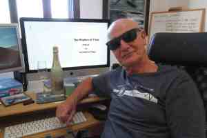 Richard Attree in 2023 (aged 70). Celebrating completing 'The Rhythm of Time'.